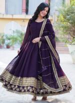 Faux Blooming Wine Festival Wear Embroidery Work Readymade Gown With Dupatta